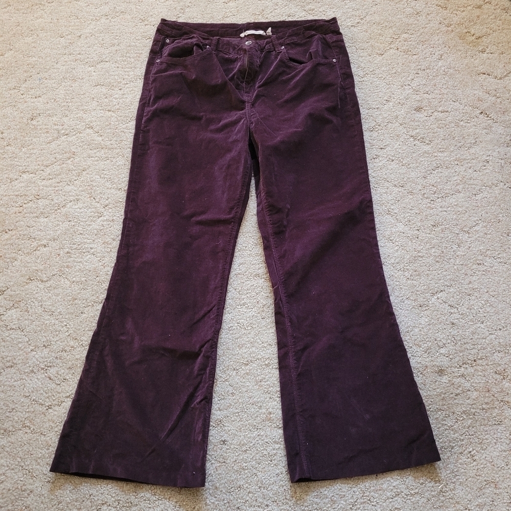 Soft Surroundings Burgandy Velour Pants